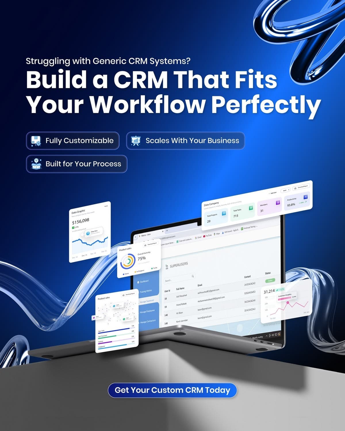 Built-in CRM & Reports